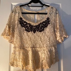 Free People Lace Peplum Top